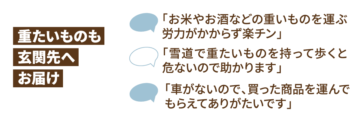 重たいものも玄関先へお届け