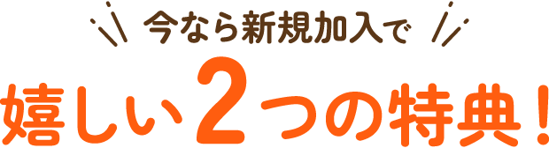 今なら新規加入で嬉しい3つの特典！