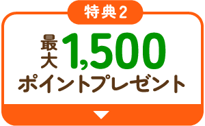 最大1,500ポイントプレゼント